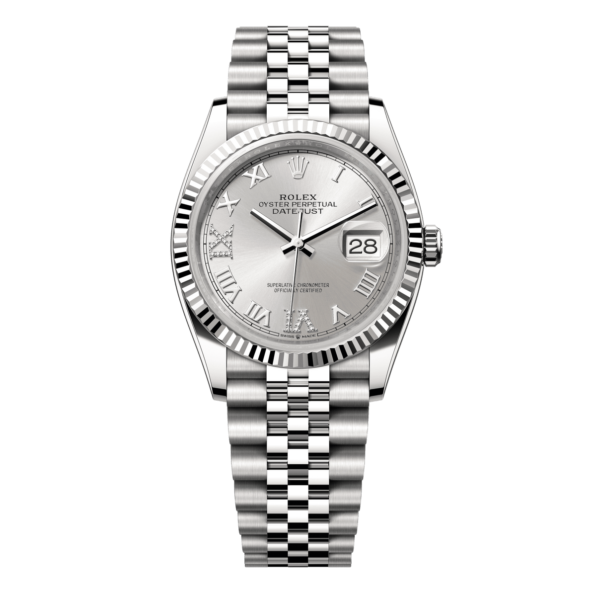 Rolex Datejust 36 mm White Gold Silver Diamond Jubilee 126234-0029