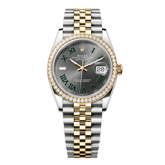 Rolex Datejust 36 mm Slate Diamonds 18k Yellow Gold Jubilee 126283rbr-0021