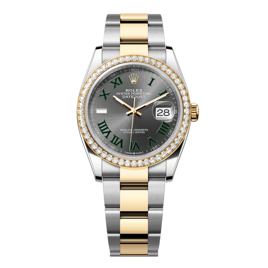 Rolex Datejust 36 mm Slate Diamonds 18k Yellow Gold Oyster 126283rbr-0022