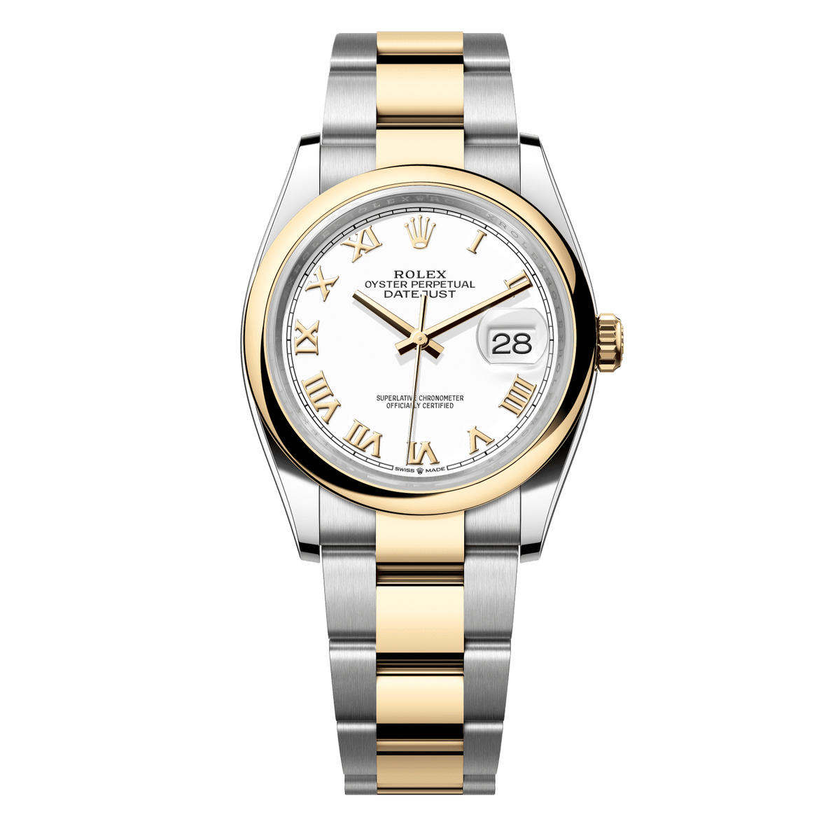 Rolex Datejust 36 mm Oystersteel Yellow Gold White Oyster 126203-0030