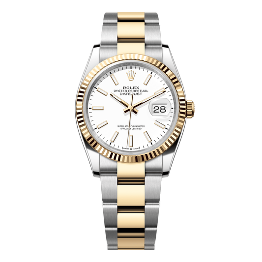 Rolex Datejust 36 mm White Oystersteel 18k Yellow Gold Oyster 126233-0020