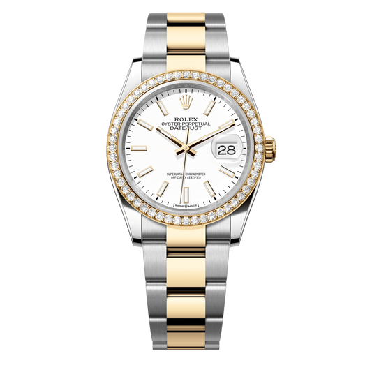 Rolex Datejust 36 mm White Diamonds 18k Yellow Gold Oyster 126283rbr-0006