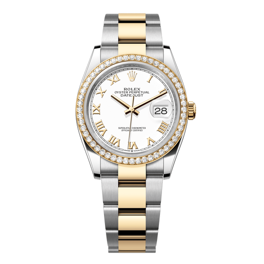 Rolex Datejust 36 mm White Diamonds 18k Yellow Gold Oyster 126283rbr-0016