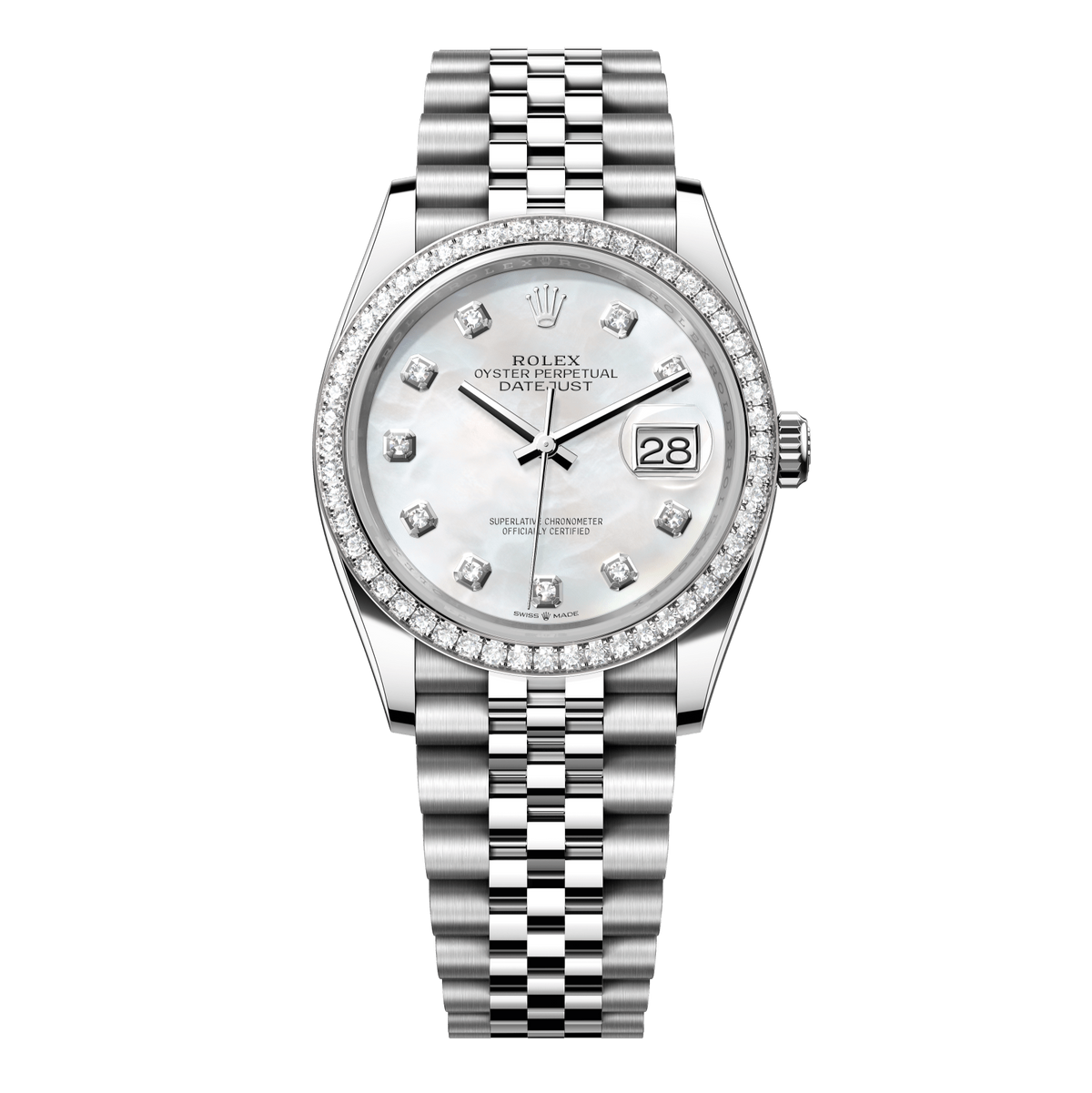 Rolex Datejust 36 mm Diamond White Mother-Of-Pearl Oystersteel White Gold Jubilee 126284rbr-0011