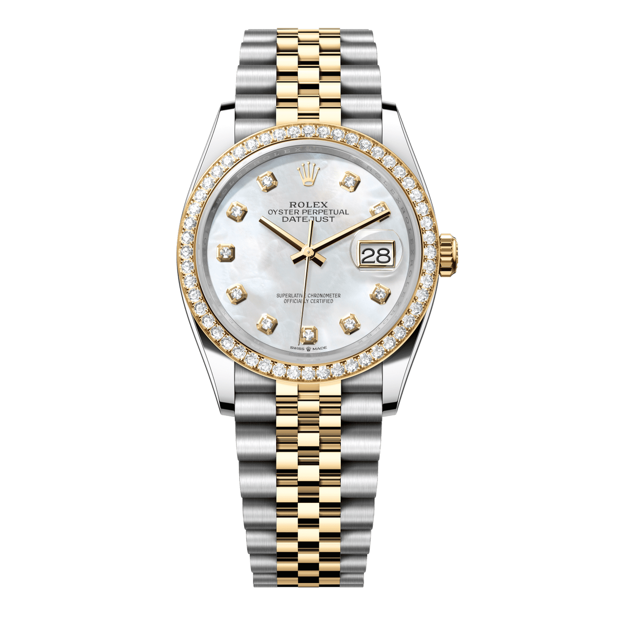 Rolex Datejust 36 mm White Diamonds 18k Yellow Gold Jubilee 126283rbr-0009