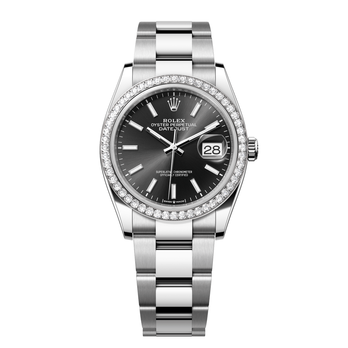 Rolex Datejust 36 mm Bright Black Diamond Oystersteel White Gold Oyster 126284rbr-0008