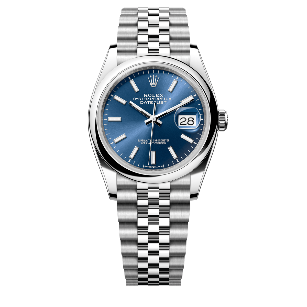 Rolex Datejust 36 mm Bright Blue Dial Oystersteel Jubilee 126200-0005