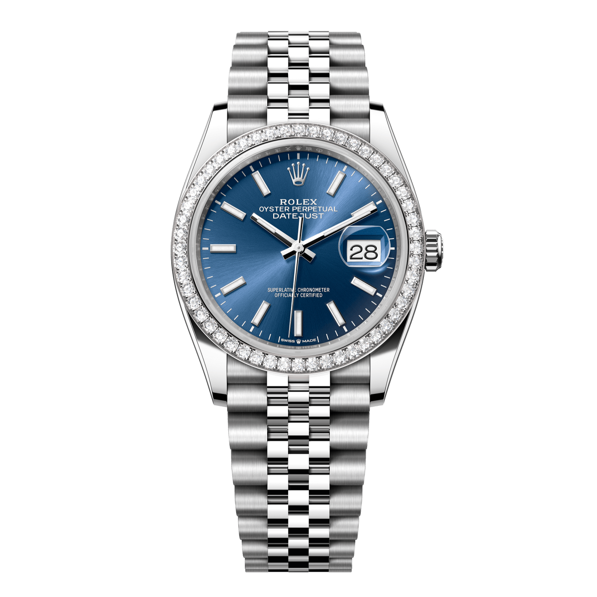 Rolex Datejust 36 mm Bright Blue Diamond Oystersteel White Gold Jubilee 126284rbr-0009