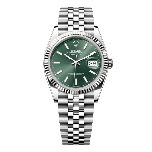 Rolex Datejust 36 mm Mint Green Dial Oystersteel White Gold Jubilee 126234-0051