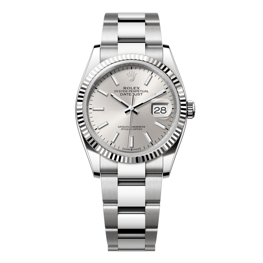 Rolex Datejust 36 mm Silver Oystersteel White Gold Oyster 126234-0014
