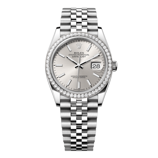 Rolex Datejust 36 mm Silver Dial Diamonds Oystersteel White Gold Jubilee 126284rbr-0005