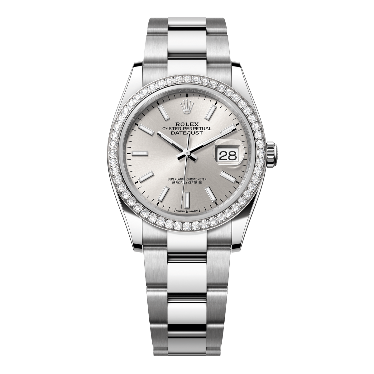 Rolex Datejust 36 mm Silver Diamond Oystersteel White Gold Oyster 126284rbr-0006