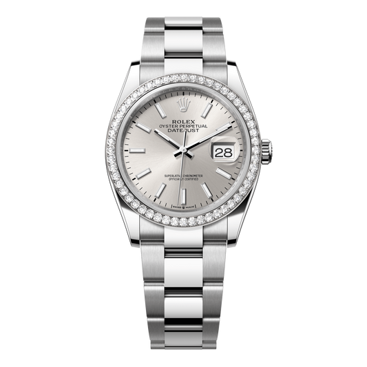 Rolex Datejust 36 mm Silver Diamond Oystersteel White Gold Oyster 126284rbr-0006