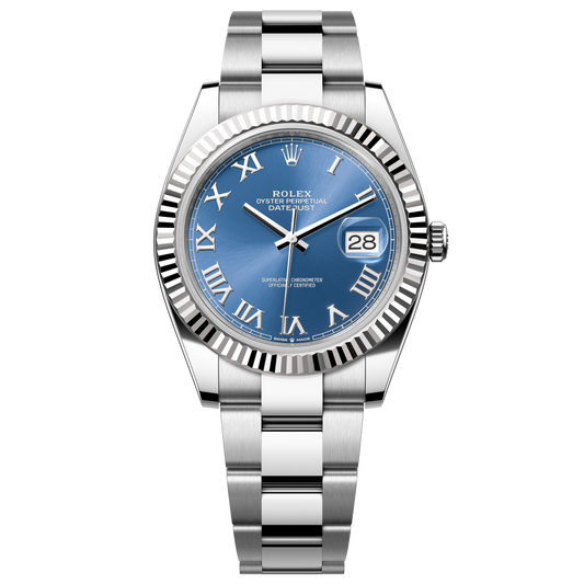 Rolex Datejust 41 mm Azzurro-Blue Dial Oystersteel White Gold Oyster 126334-0025