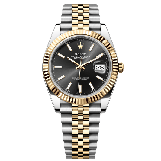 Rolex Datejust 41 mm Bright Black Dial Oystersteel 18k Yellow Gold Jubilee 126333-0014
