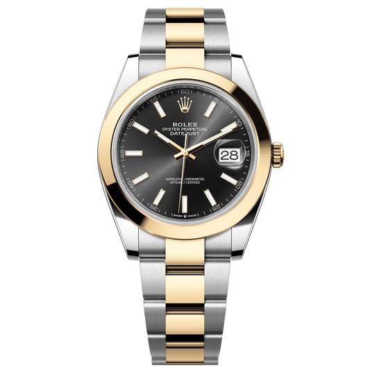Rolex Datejust 41 mm Bright Black 18k Yellow Gold Oyster 126303-0013