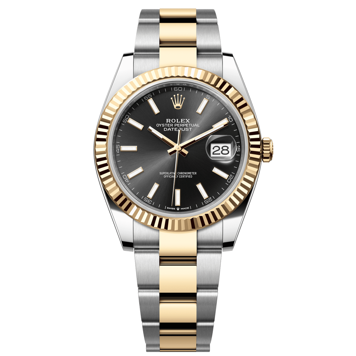 Rolex Datejust 41 mm Bright Black Dial Oystersteel 18k Yellow Gold Oyster 126333-0013