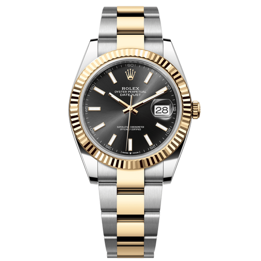 Rolex Datejust 41 mm Bright Black Dial Oystersteel 18k Yellow Gold Oyster 126333-0013