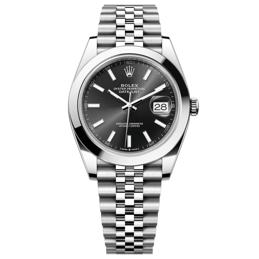 Rolex Datejust 41 mm Bright Black Oystersteel Jubilee 126300-0012
