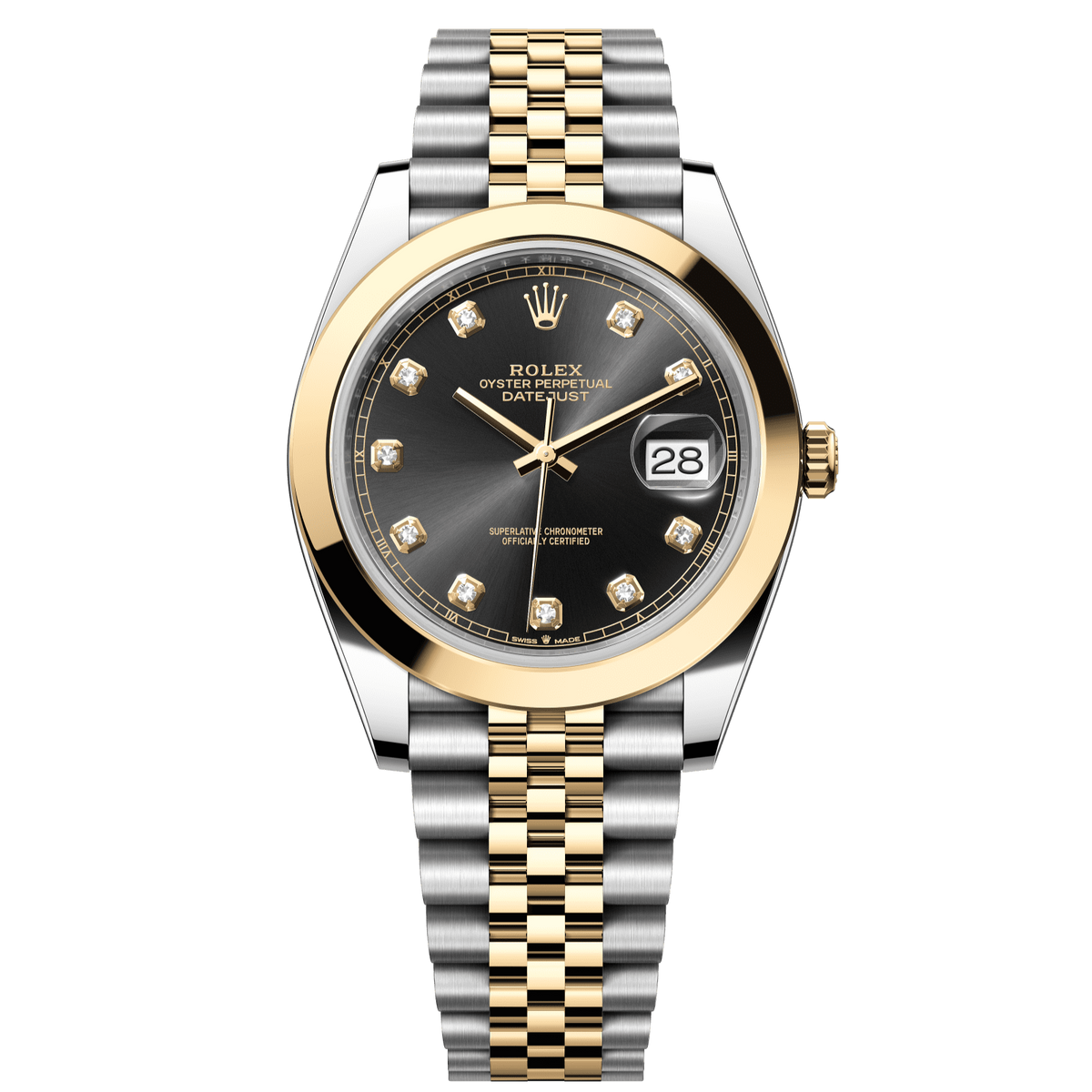 Rolex Datejust 41 mm Bright Black Diamond Oystersteel Yellow Gold Jubilee 126303-0006