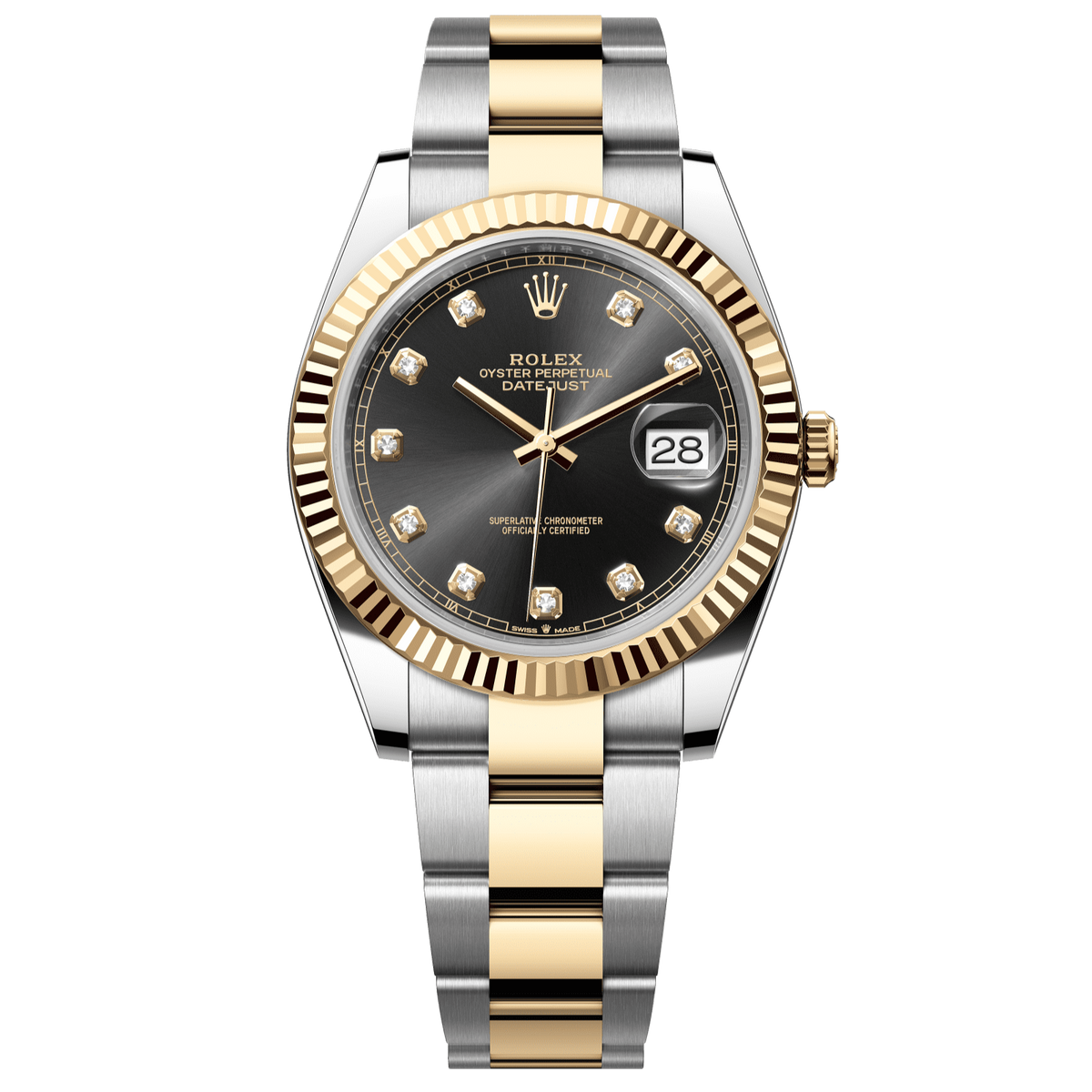 Rolex Datejust 41 mm Bright Black Diamonds 18k Gold Oyster 126333-0005