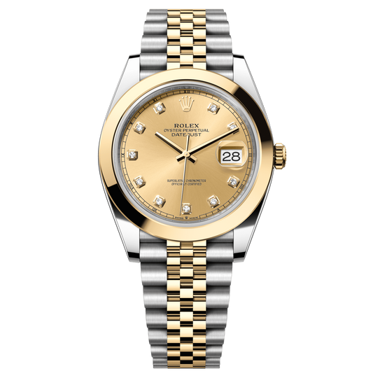 Rolex Datejust 41 mm Champagne Diamond Oystersteel 18k Yellow Gold Jubilee 126303-0012