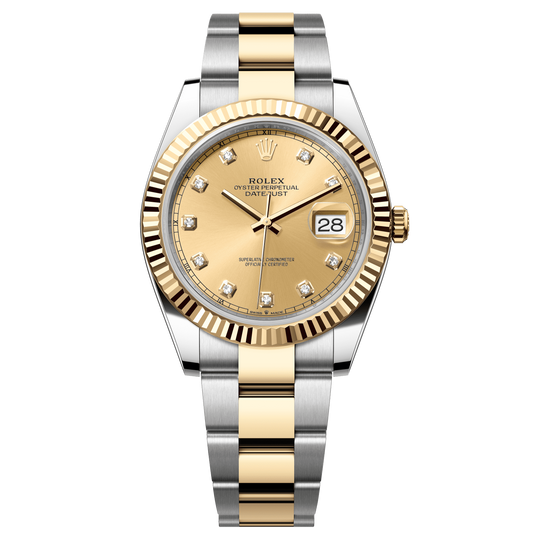 Rolex Datejust 41 mm Champagne Diamonds 18k Yellow Gold Oyster 126333-0011