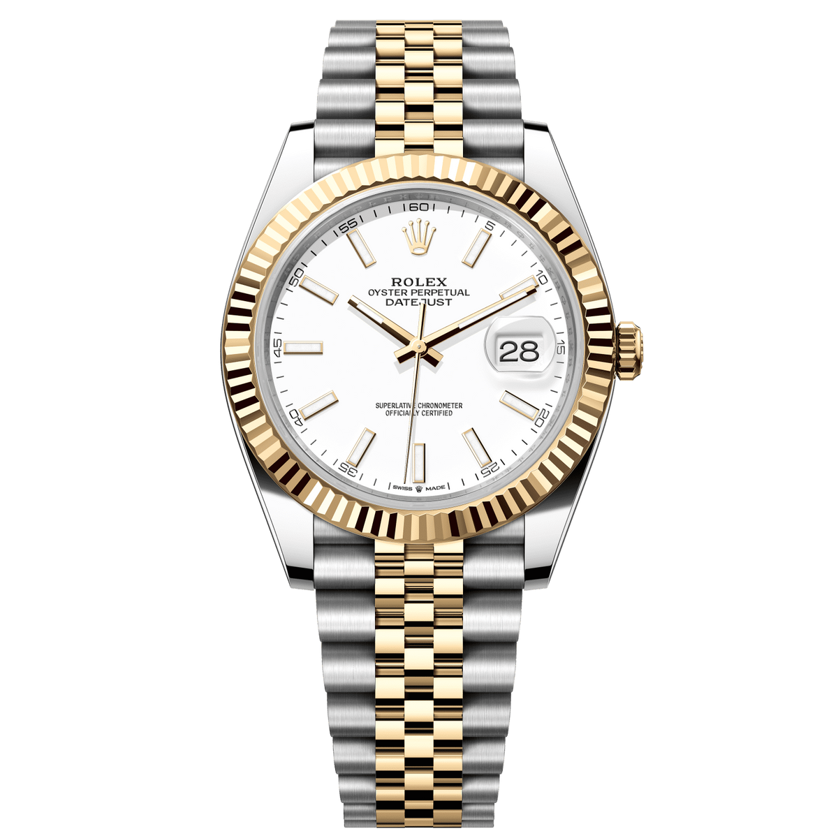 Rolex Datejust 41 mm White Dial Oystersteel 18k Yellow Gold Jubilee 126333-0016