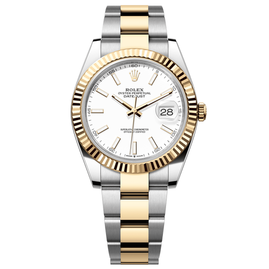 Rolex Datejust 41 mm White Dial Oystersteel 18k Yellow Gold 126333-0015