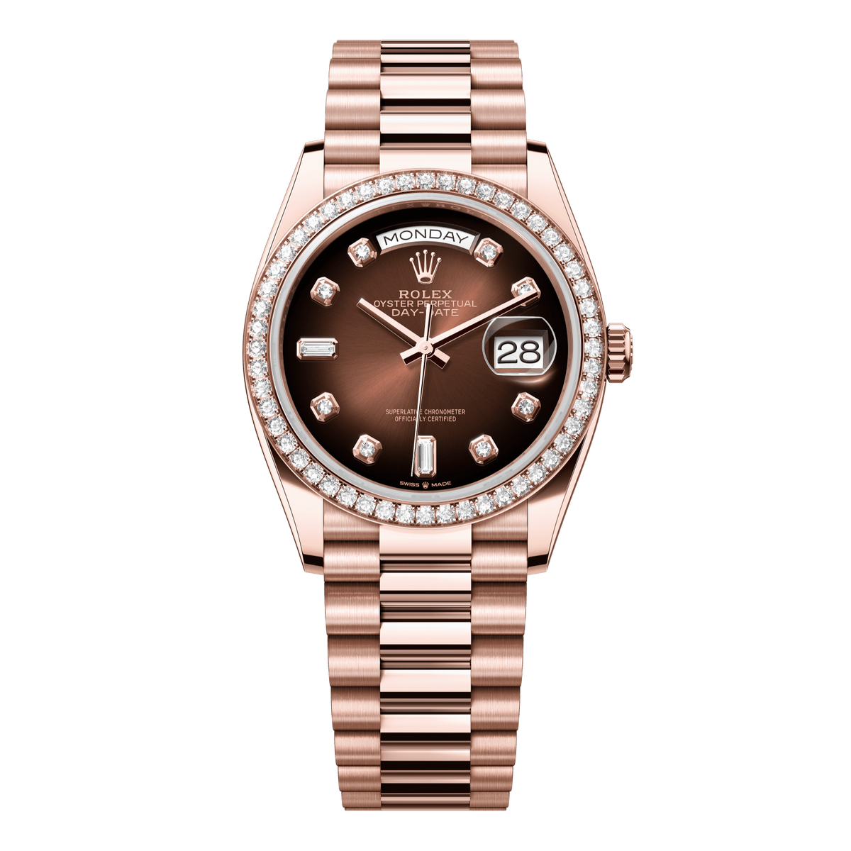 Rolex Day-Date 36 mm 18 kt Everose Gold Chocolate Ombre President 128345rbr-0040