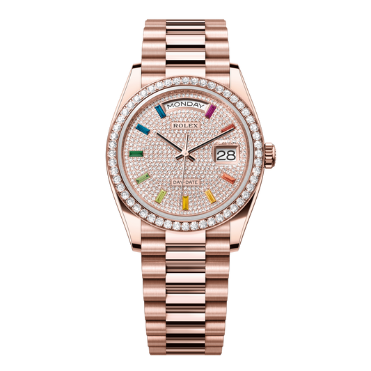 Rolex Day-Date 36 mm Diamond-Paved 18k Everose Gold President 128345rbr-0042