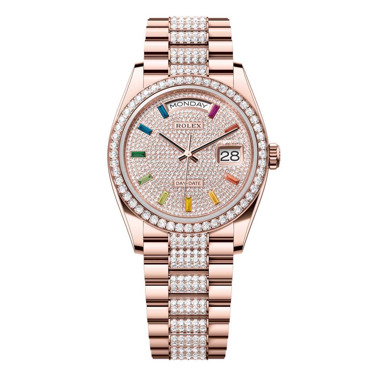 Rolex Day-Date 36 mm Diamond-Paved 18k Everose Gold President 128345rbr-0043
