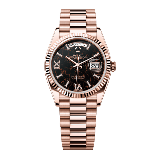 Rolex Day-Date 36 mm Eisenkiesel Diamonds 18k Everose Gold President 128235-0041