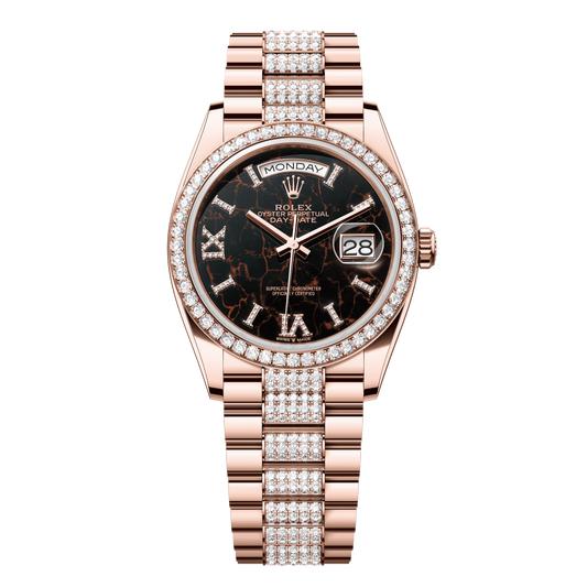 Rolex Day-Date 36 mm Eisenkiesel Diamonds 18k Everose Gold President 128345rbr-0045