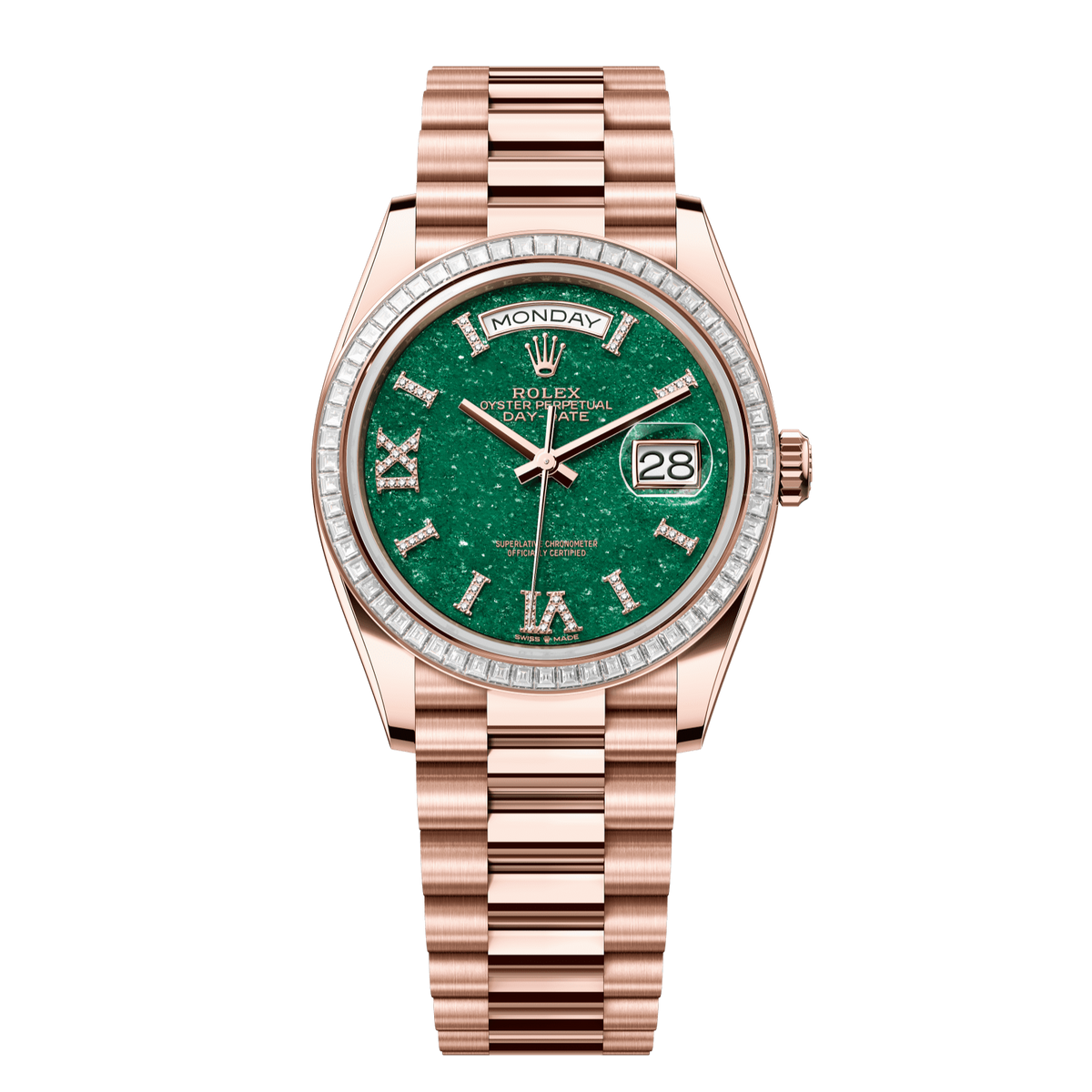 Rolex Day-Date 36 mm Everose Gold Diamond President 128395tbr-0020