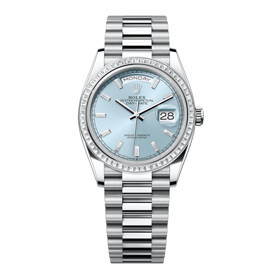 Rolex Day-Date 36 mm Ice Blue Diamonds Platinum President 128396tbr-0003