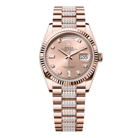 Rolex Day-Date 36 mm Rosé Diamonds 18k Everose Gold President 128235-0019