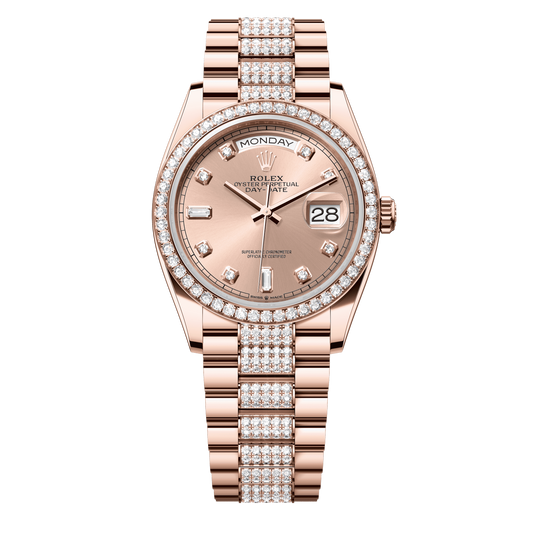 Rolex Day-Date 36 mm Rosé Diamonds 18k Everose Gold President 128345rbr-0020