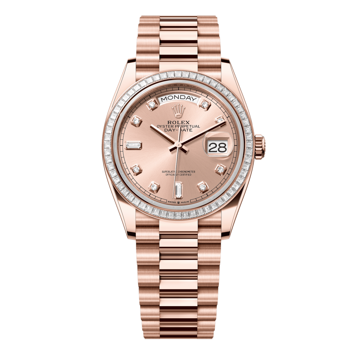 Rolex Day-Date 36 mm Everose Gold Rose Diamond President 128395tbr-0002