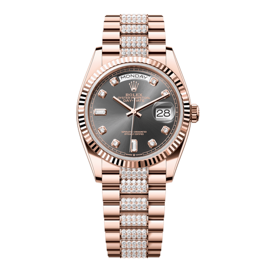 Rolex Day-Date 36 mm Slate Diamonds 18k Everose Gold President 128235-0051