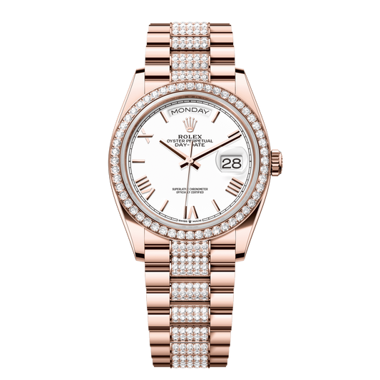 Rolex Day-Date 36 mm White Diamonds 18k Everose Gold President 128345rbr-0071