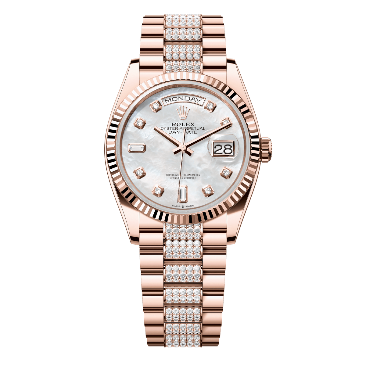 Rolex Day-Date 36 mm Mother-of-Pearl Diamonds 18k Everose Gold President 128235-0032