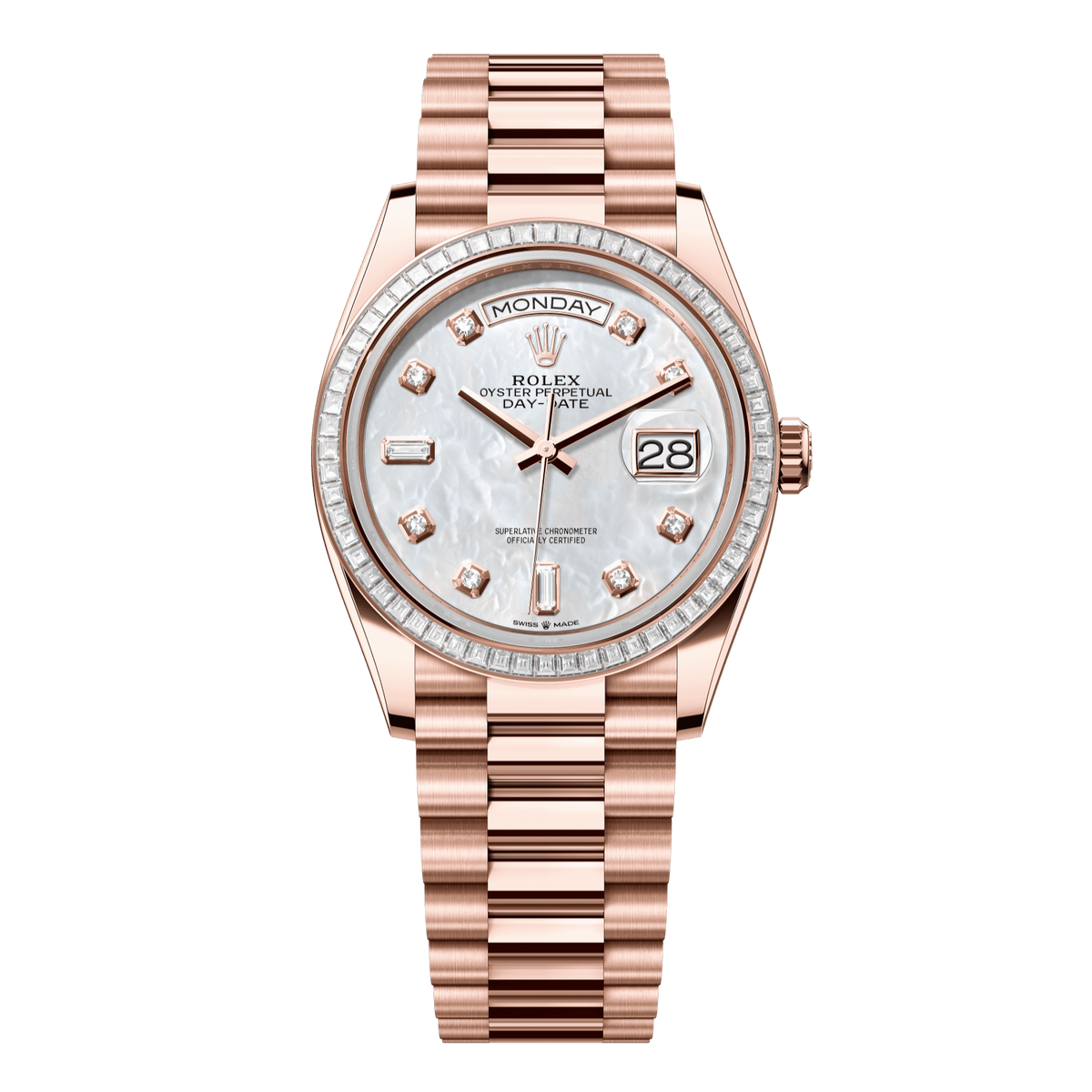 Rolex Day-Date 36 mm Everose Gold Diamond President 128395tbr-0006