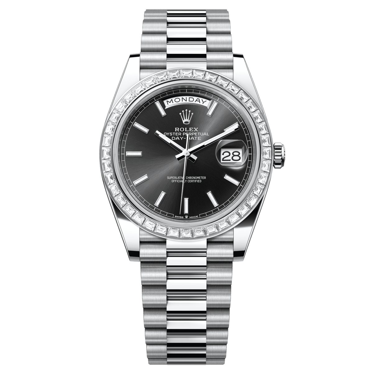 Rolex Day-Date 40 mm Bright Black Diamonds Platinum President 228396tbr-0024