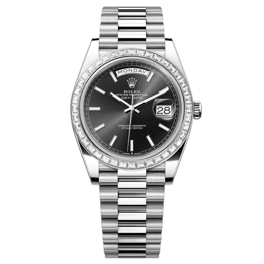Rolex Day-Date 40 mm Bright Black Diamonds Platinum President 228396tbr-0024