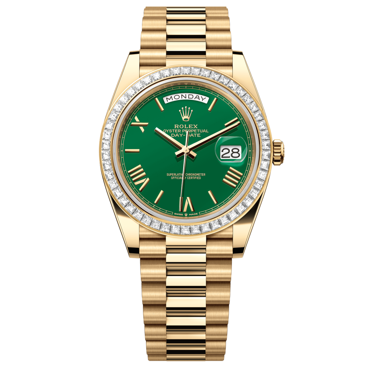 Rolex Day-Date 40 mm Green Diamond 18k Yellow Gold President 228398tbr-0039