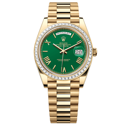 Rolex Day-Date 40 mm Green Diamond 18k Yellow Gold President 228398tbr-0039