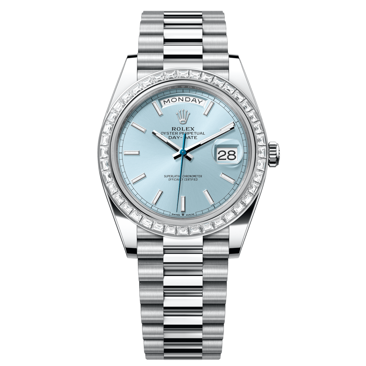 Rolex Day-Date 40 mm Ice-Blue Diamonds Platinum President 228396tbr-0039