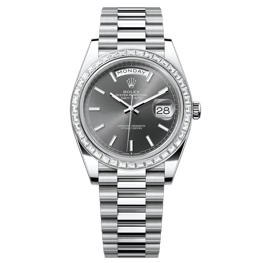 Rolex Day-Date 40 mm Slate Diamonds Platinum President 228396tbr-0031