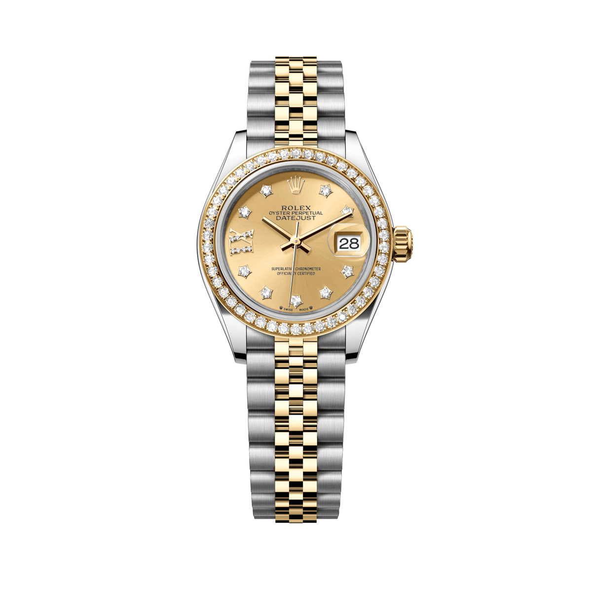 Rolex Lady-Datejust 28 mm Oystersteel Yellow Gold Champagne Diamond Jubilee 279383rbr-0021